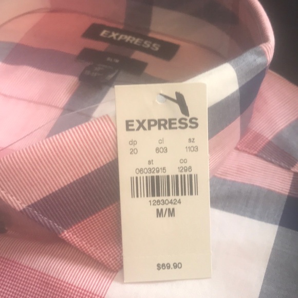 Pink Checkered LS Button Down Shirt - Brand New - Picture 2 of 5